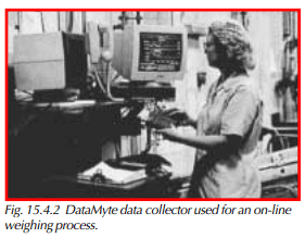 DataMyte data collector used for an on-line weighing process.