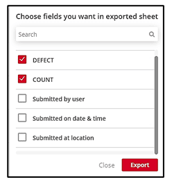 Select the fields to Export—Default all fields are selected